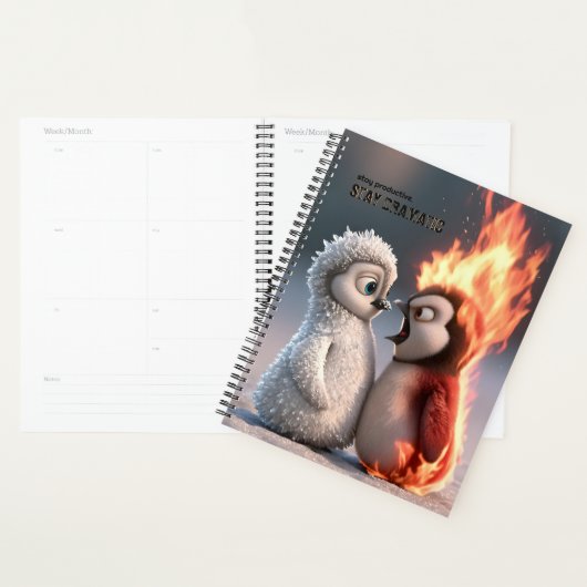 Funny Fire and Ice Penguin  Planner (Display)