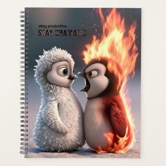 Funny Fire and Ice Penguin  Planner (Voorkant)