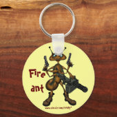 Funny fire ant met pistolen cartoon art sleutelhan sleutelhanger (Voorkant)