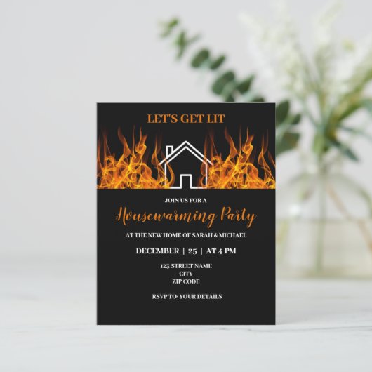 Funny Fire Thored Housewarming Party Invitation (Staand voorkant)