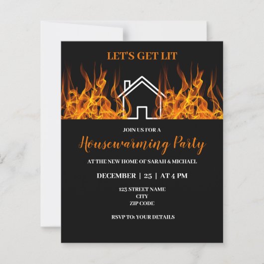 Funny Fire Thored Housewarming Party Invitation (Voorkant)
