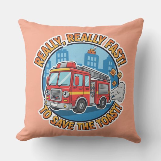 Funny Fire Truck-Really Fast To Save The Toast Kussen (Voorkant)