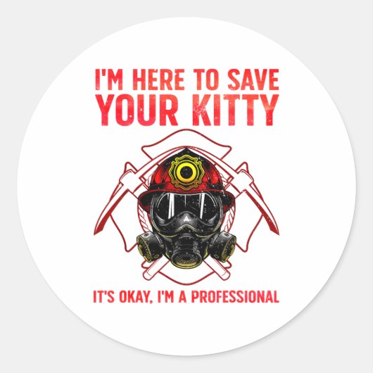 Funny Firefighter Art For Men Women Fireman Gag Fi Ronde Sticker (Voorkant)