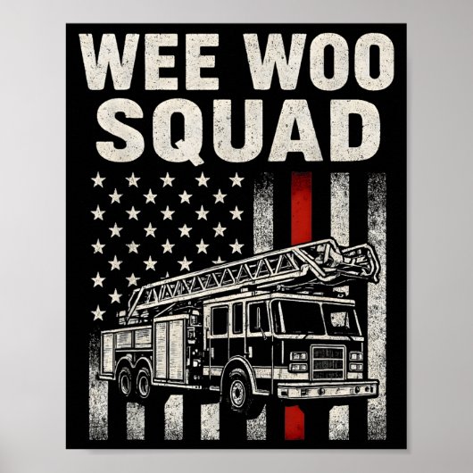 Funny Firefighter Art For Men Women Kids Fire Truc Poster (Voorkant)