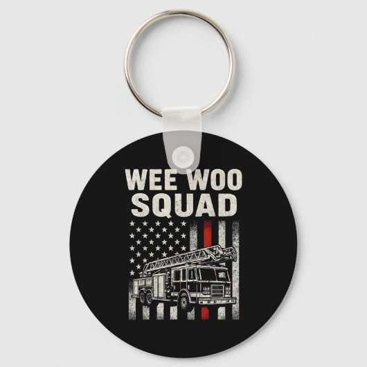 Funny Firefighter Art For Men Women Kids Fire Truc Sleutelhanger (Voorkant)