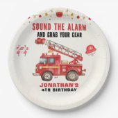 Funny Firefighter Birthday Boy Party Papieren Bordje (Voorkant)