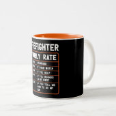 Funny Firefighter Hourly Rate Two-Tone Coffee Mok (Voorkant rechts)