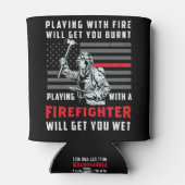 FUNNY FIREFIGHTER: Spelen met vuur zal je helpen Blikjeskoeler (Achterkant)