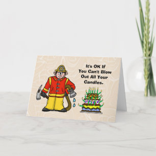 Funny Fireman Birthday Card Feestdagen Kaart