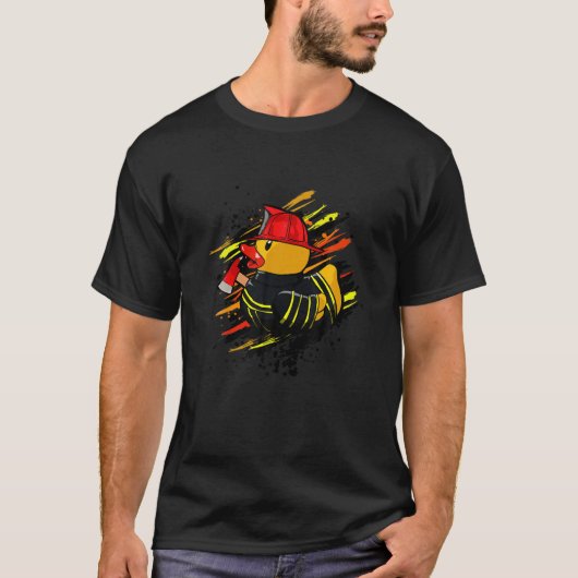 Funny Fireman Duck T-shirt (Voorkant)