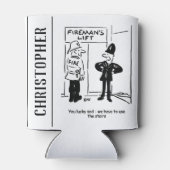 Funny Fireman Firefighter en Policeman Cartoon Blikjeskoeler (Achterkant)