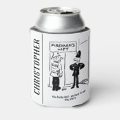 Funny Fireman Firefighter en Policeman Cartoon Blikjeskoeler (Blikje Achterkant)