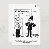 Funny Fireman Firefighter en Policeman Cartoon Briefkaart (Voorkant / Achterkant)