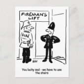 Funny Fireman Firefighter en Policeman Cartoon Briefkaart (Voorkant)