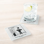 Funny Fireman Firefighter en Policeman Cartoon Glazen Onderzetter (Schuin)