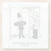 Funny Fireman Firefighter en Policeman Cartoon Glazen Onderzetter (Achterkant)