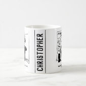 Funny Fireman Firefighter en Policeman Cartoon Koffiemok (Center)