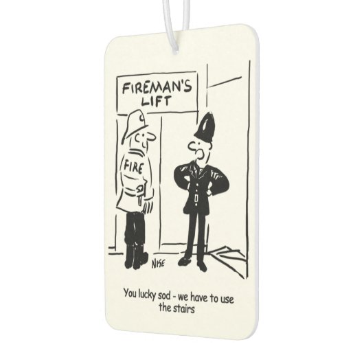 Funny Fireman Firefighter en Policeman Cartoon Luchtverfrisser (Links)
