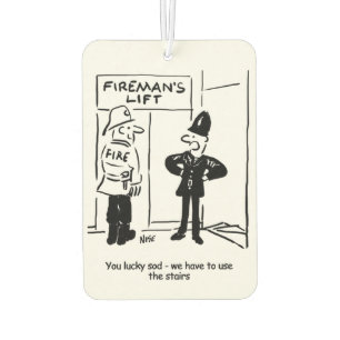 Funny Fireman Firefighter en Policeman Cartoon Luchtverfrisser