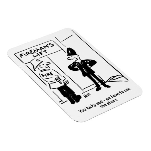 Funny Fireman Firefighter en Policeman Cartoon Magneet (Rechterzijde)