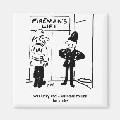 Funny Fireman Firefighter en Policeman Cartoon Magneet (Voorkant)