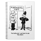 Funny Fireman Firefighter en Policeman Cartoon Notitieboek (Voorkant)