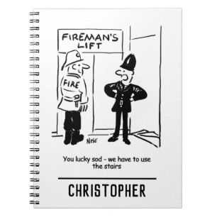 Funny Fireman Firefighter en Policeman Cartoon Notitieboek