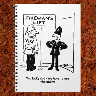 Funny Fireman Firefighter en Policeman Cartoon Notitieboek
