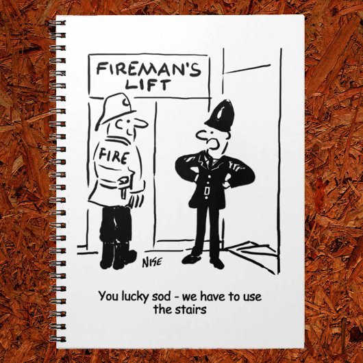 Funny Fireman Firefighter en Policeman Cartoon Notitieboek