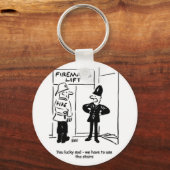 Funny Fireman Firefighter en Policeman Cartoon Sleutelhanger (Voorkant)