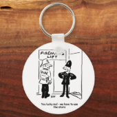 Funny Fireman Firefighter en Policeman Cartoon Sleutelhanger (Voorkant)