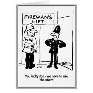 Funny Fireman Firefighter en Polieman Cartoon