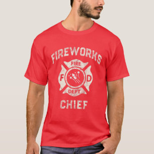 Funny FIREWORKS CHIEF Firefighter America Fire Pet T-shirt