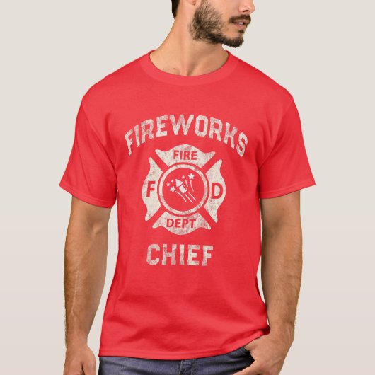Funny FIREWORKS CHIEF Firefighter America Fire Pet T-shirt (Voorkant)