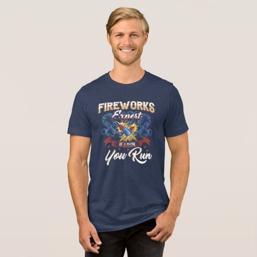 Funny Fireworks Expert run als ik onafhankelijk be Tri-Blend Shirt (Voorkant volledig)