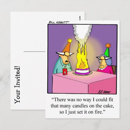 Funny Firey Birthday Cake Briefkaart (Voorkant / Achterkant)