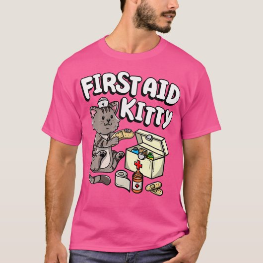 Funny First Aid Kitty Cat Medical Doctor Nurse T-shirt (Voorkant)
