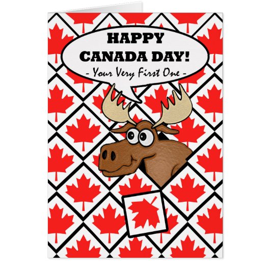Funny First Canada Day, Moose with Maple Tiles (Voorkant)