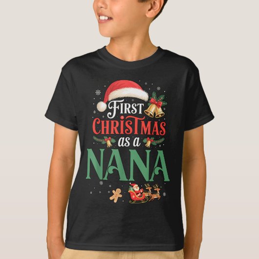 Funny First Christmas As A Nana Matching Family Xm T-shirt (Voorkant)
