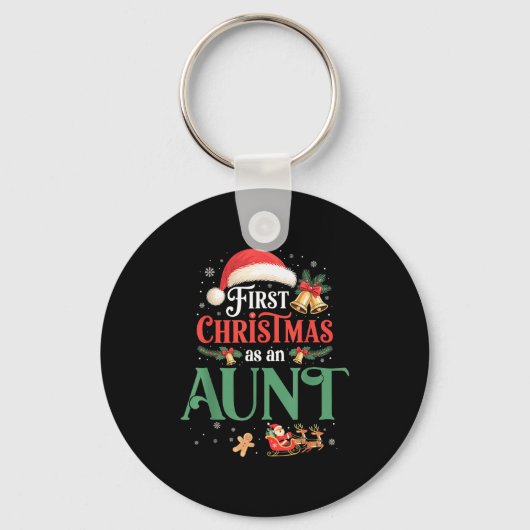 Funny First Christmas As An Aunt Matching Family X Sleutelhanger (Voorkant)