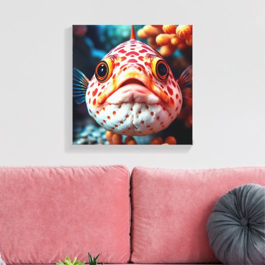 Funny Fish and Coral Close Canvas Afdruk (Insitu (Woonkamer))
