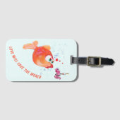 Funny Fish and Worm Bagagelabel Custom Jouw tekst (Voorkant (horizontaal))