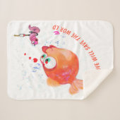 Funny Fish and Worm Caroon Baby Sherpa Blanket Deken (Voorkant (horizontaal))