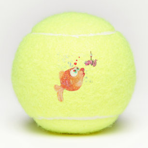 Funny Fish and Worm Love Cartoon Tennis Balls Tennisballen