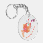 Funny Fish and Worm Love Romantic Cartoon Sleutelh Sleutelhanger (Voorkant Links)