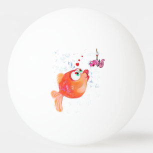 Funny Fish and Worm Love Romantic Ping Pong Ball