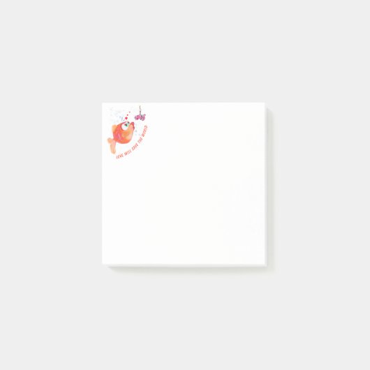 Funny Fish and Worm Love Romantic Post-it® Notes (Voorkant)