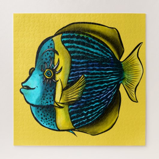 Funny fish Aquatic Marine under the Zee Kinder Legpuzzel (Verticaal)