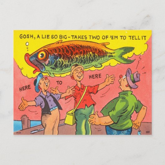 Funny Fish Briefkaart Fisherman Vist Cartoon (Voorkant)