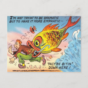 Funny Fish Briefkaart Fisherman Vist Cartoon